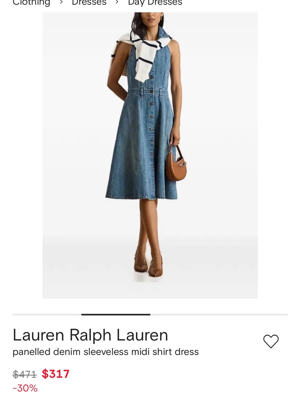NWOT Lauren Ralph Lauren Paneled Denim Sleeveless Shirtdress! Sold out! Size 2!